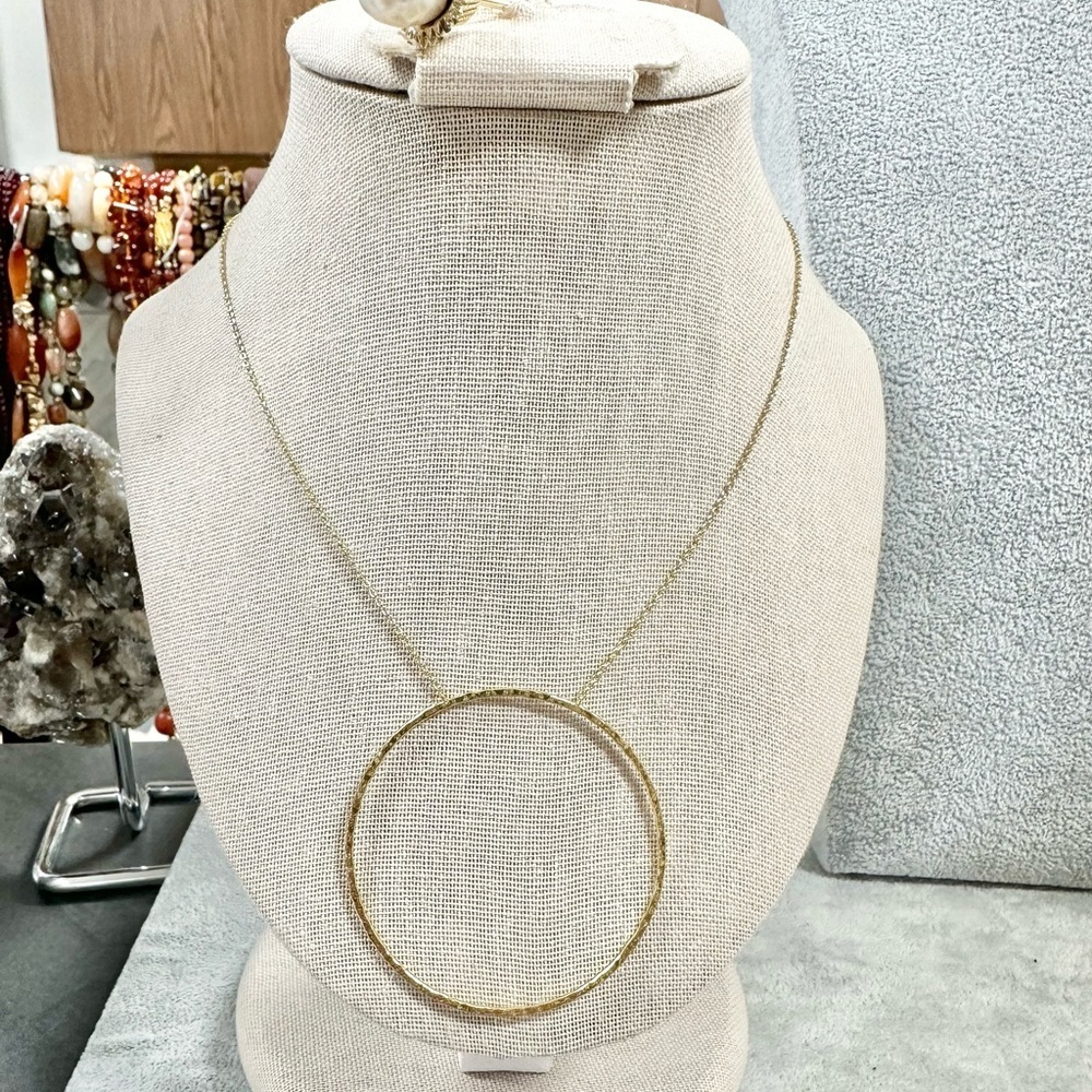 Stella And Dot S&D Gold Tone Large Open Circle Chain Necklace